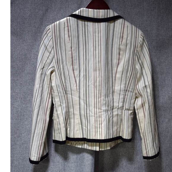 Nanette Lepore Striped Tailored Blazer Cream Navy Red Size 8 - Picture 3 of 3